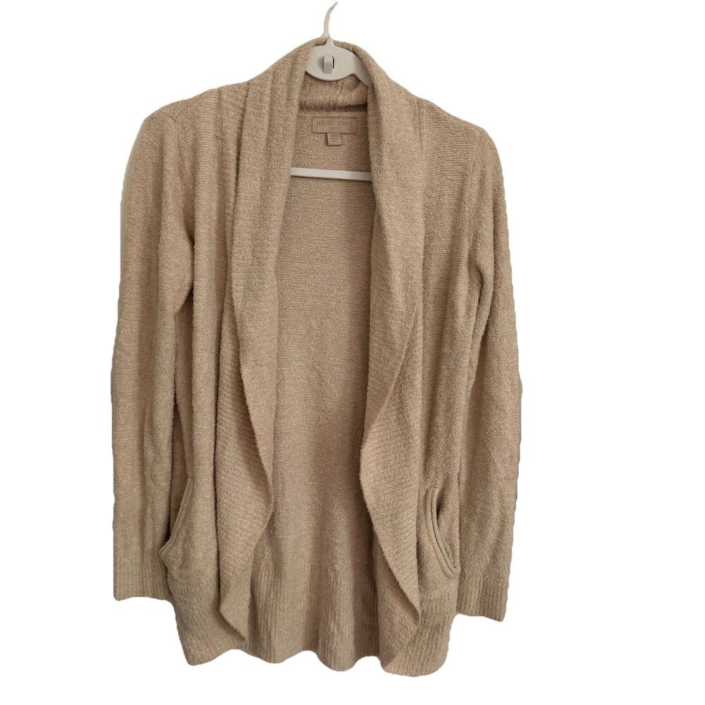 Barefoot Dreams Cozychic Lite Circle Cardigan XS Small Stone Beige Sweater 452